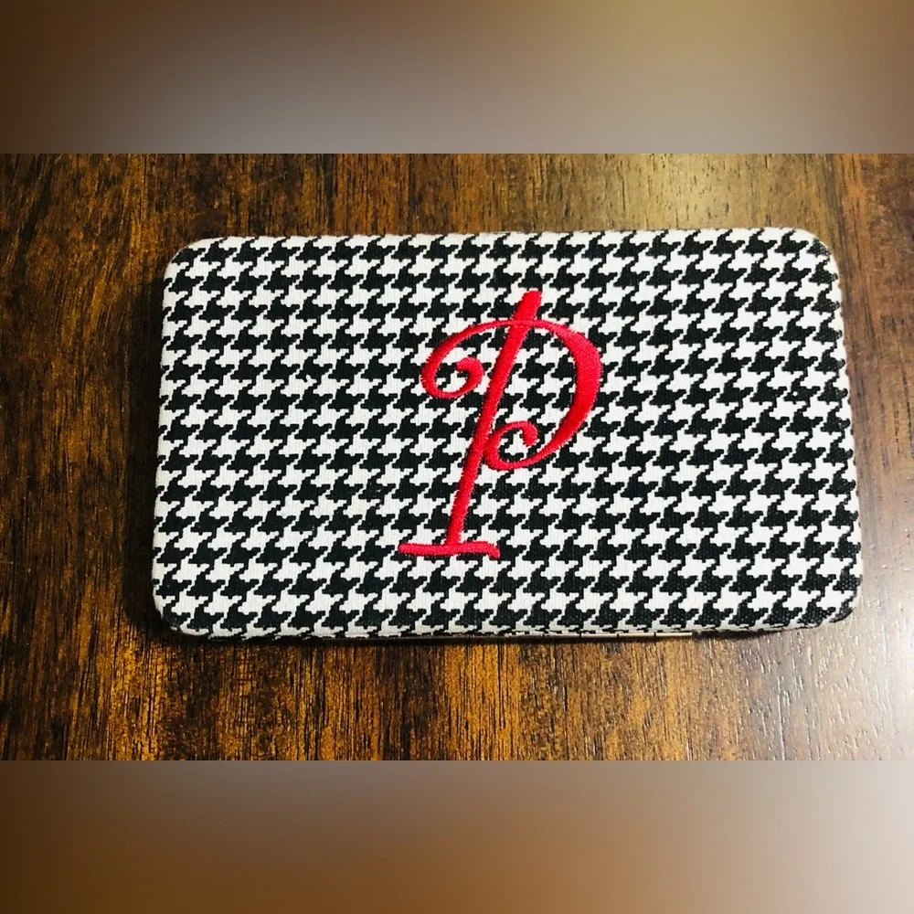 Women’s wallet P Initial 13 card slots 3 pockets black white.7-12” LX4-1/2”W